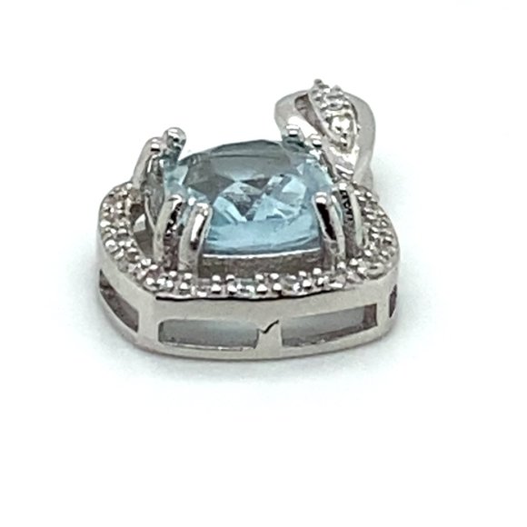 Aquamarine 1.30ct White Gold Finish Solid 925 Sterling Silver Pendant - Picture 6 of 7